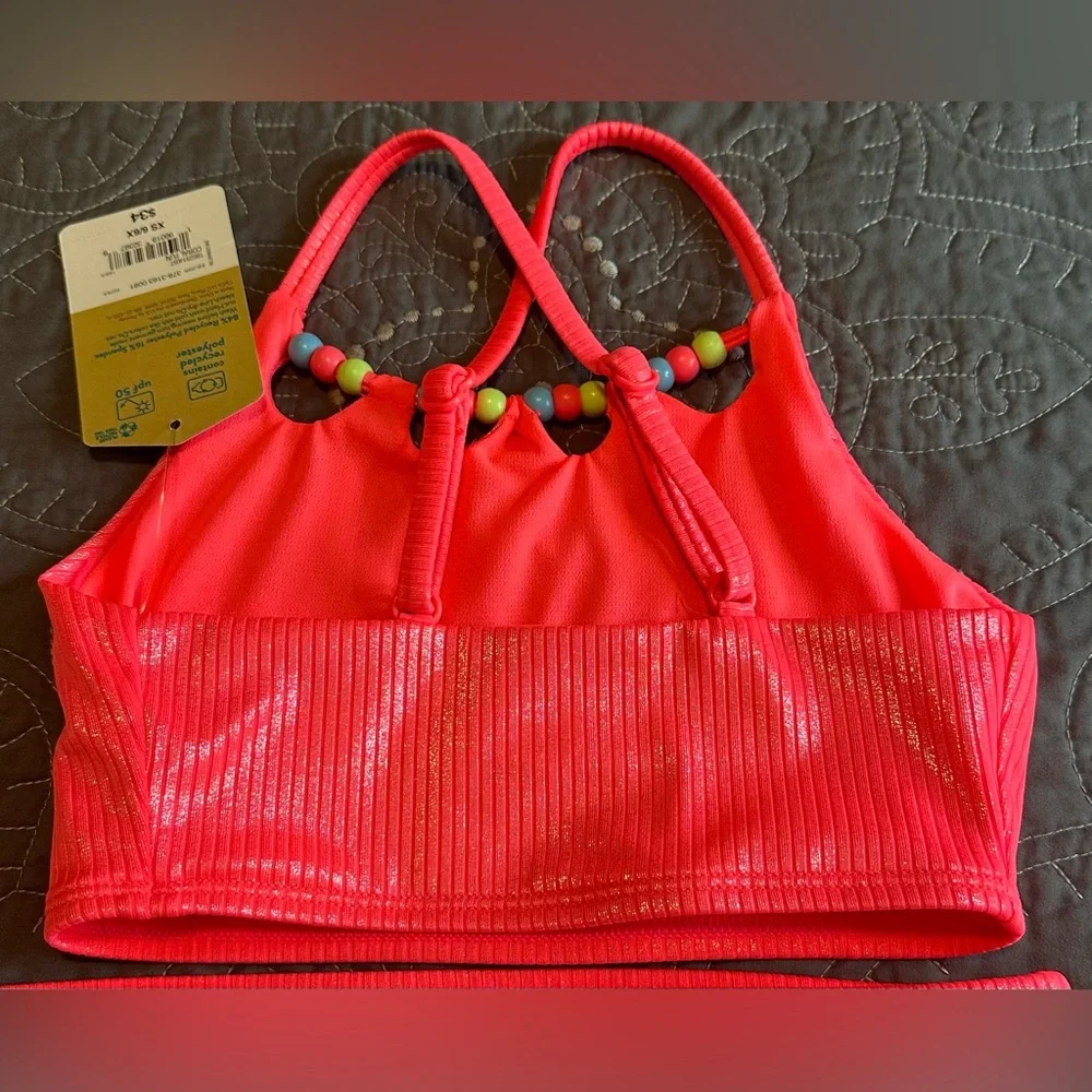 Thereabouts Girls Coral Fun 2 Piece Tankini Set NWT Size XS 6/6X